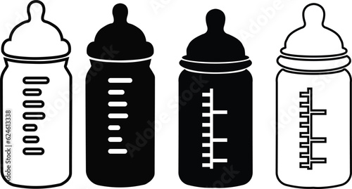 Set Of Baby Bottles Flat Web Icon photo