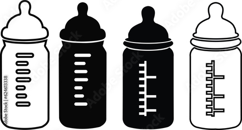 Set Of Baby Bottles Flat Web Icon