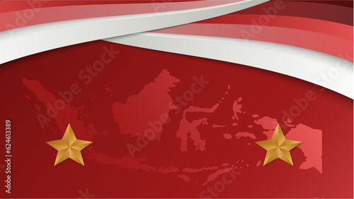 vector gradient indonesia independence day horizontal banner template with confetti and bunting