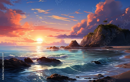 A breathtaking sunset over the ocean created with Generative AI