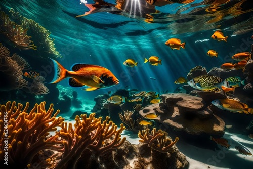 fish and coral Created using generative AI tools