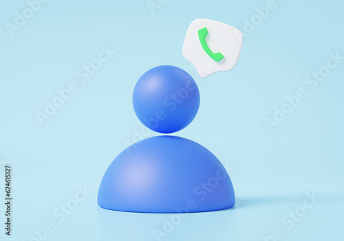 People call phone support call center customer service concept. 3D icon on sky blue pastel background. chat contact bubble talk social media, minimal cartoon cute smooth. 3d render Illustration