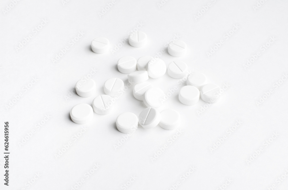 Close-up pills lying on the table Close-up pills lying on the table