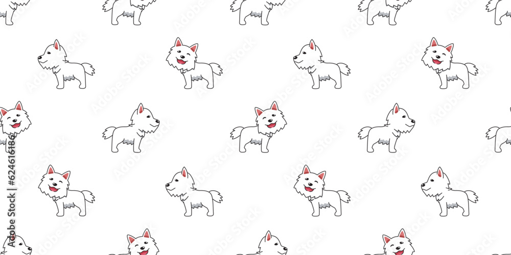 Vector cartoon cute dog seamless pattern background for design. Vector cartoon cute dog seamless pattern background for design.