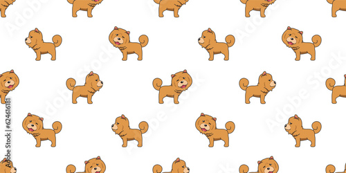 Fototapeta Naklejka Na Ścianę i Meble -  Vector cartoon cute chow chow dog seamless pattern background for design.