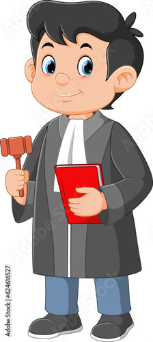 Young lawyer is holding a hammer in his hands
