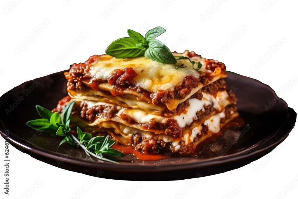 lasagna bolognese , Transparent background. generative AI lasagna bolognese , Transparent background. generative AI