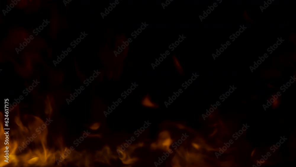 4k Slow Motion Shot Fire Flames Isolated on Black Background moving burning pattern background hot as inferno flame concept, abstract fire texture editing software support blending Screen modes.