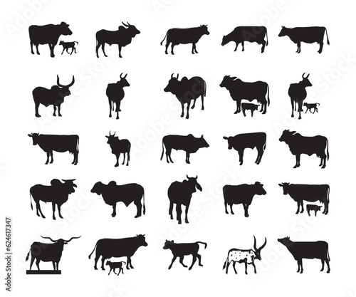 Fotografiet Cow EPS - Cow Silhouette - Cow Clipart  Animal Cut File - Animal Silhouette