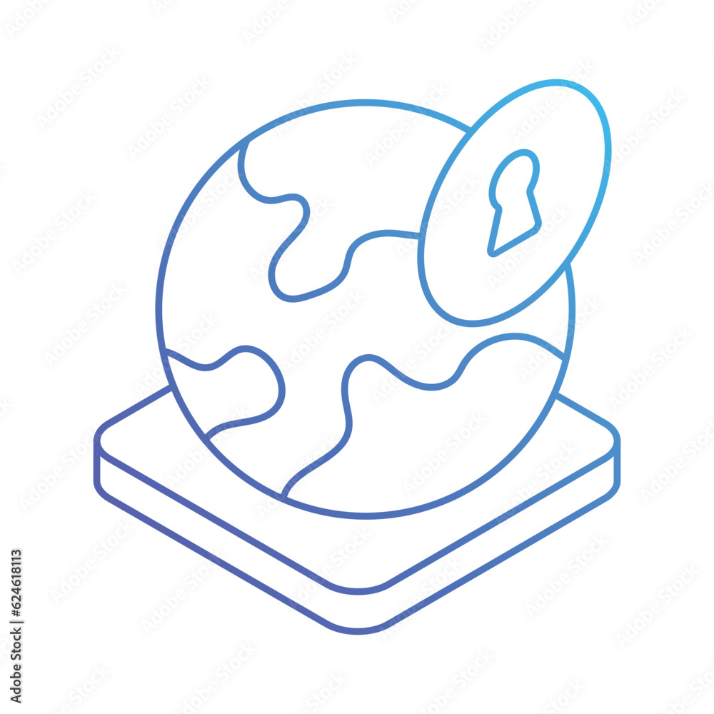 Global Lock Icon, vector stock illustration.