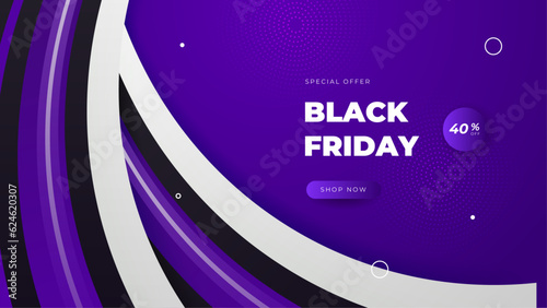 Black friday sale banner with purple and black with texture background