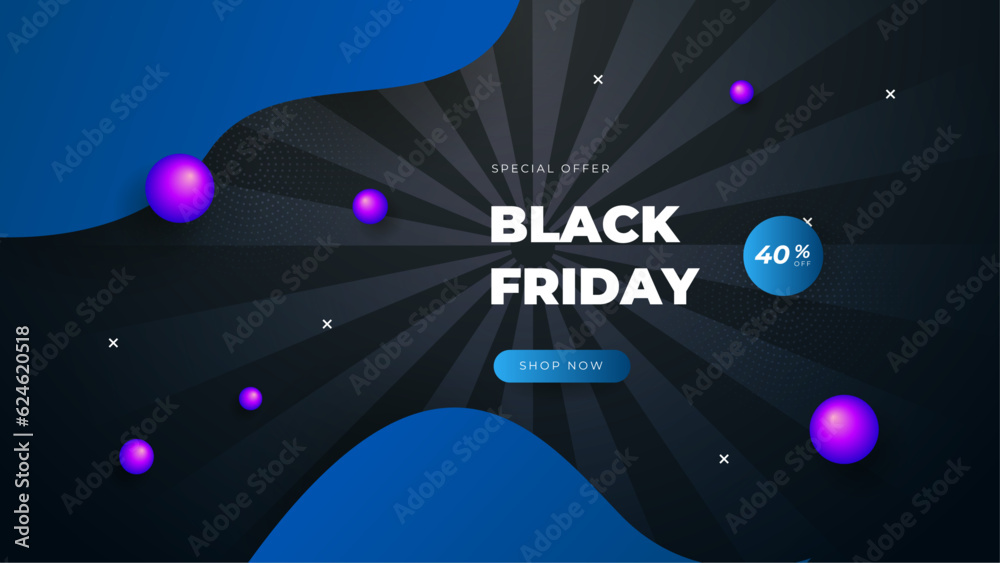 Black friday sale banner with blue and black with texture background