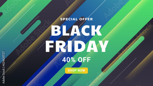Black Friday Sale Colorful Background. Vector Banner with Abstrzct Geometric Shapes and Creative