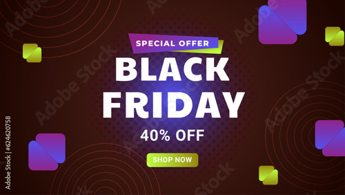 Black Friday Sale Colorful Background. Vector Banner with Abstrzct Geometric Shapes and Creative