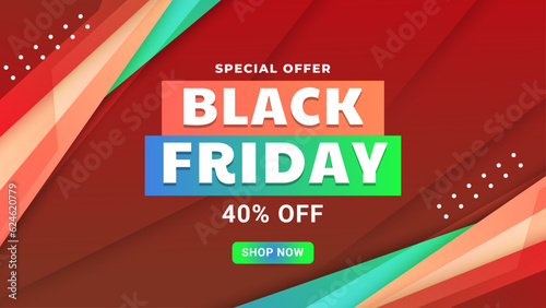 Black Friday Sale Colorful Background. Vector Banner with Abstrzct Geometric Shapes and Creative