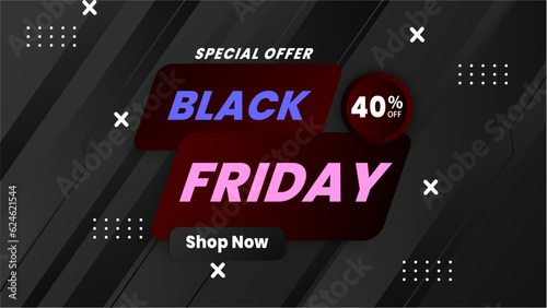 Black Friday Sale Colorful Background. Vector Banner with Abstrzct Geometric Shapes and Creative