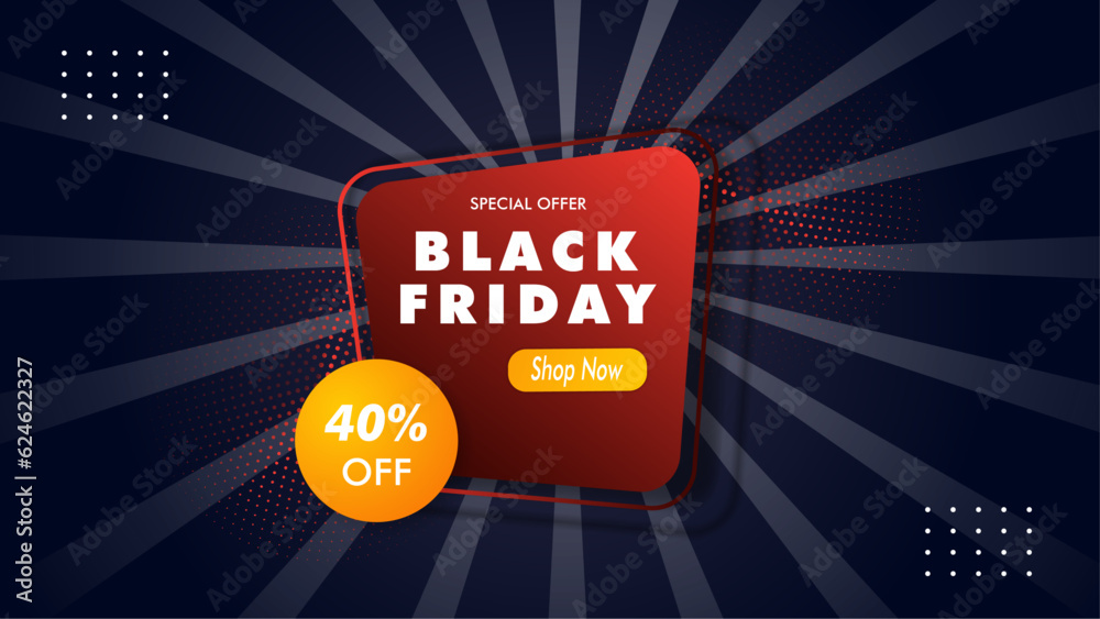 Black friday special offer. Social media web banner for shopping, sale, product promotion. Background for website and mobile app banner, email. Vector illustration in black and red colors. Black friday special offer. Social media web banner for shopping, sale, product promotion. Background for website and mobile app banner, email. Vector illustration in black and red colors.