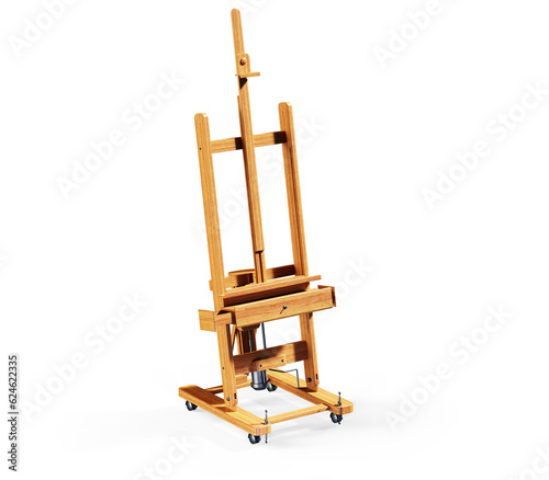 3d render Blank canvas on easel isolated