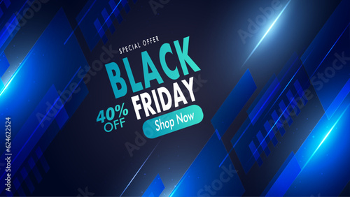 black Friday end of season, black Friday sale offer banner, discount 40 persent off vector illustration.