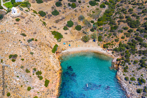 Remote beach of Armeos near famous Galissa beach on Syros island, Greece. photo