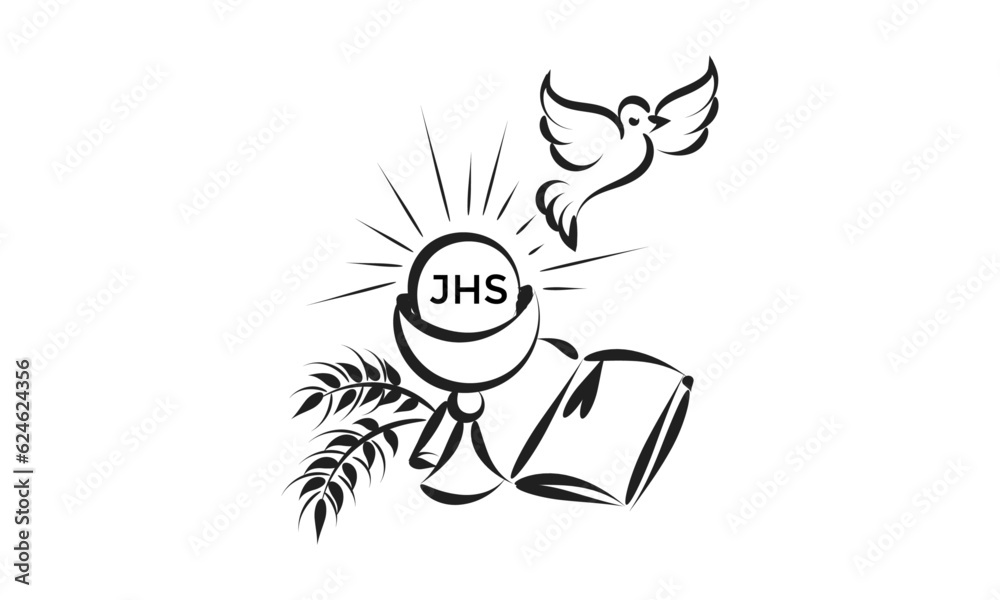 Catholic Baptism. Baptism symbol Sacraments of Catholic Church