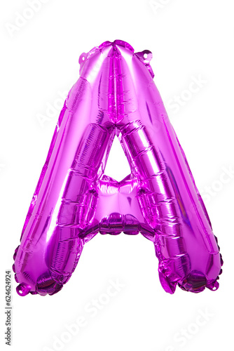 A baloon alphabet pink fanta chrome foil 3D with white background