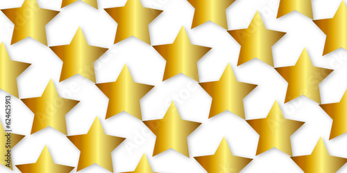 Three Golden Star award isolated on white Background. Star. Star Award. 3D illustration.