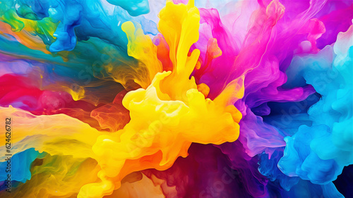 Abstract colorful splash paint with beautiful fluid texture and vibrant colors. Generative AI