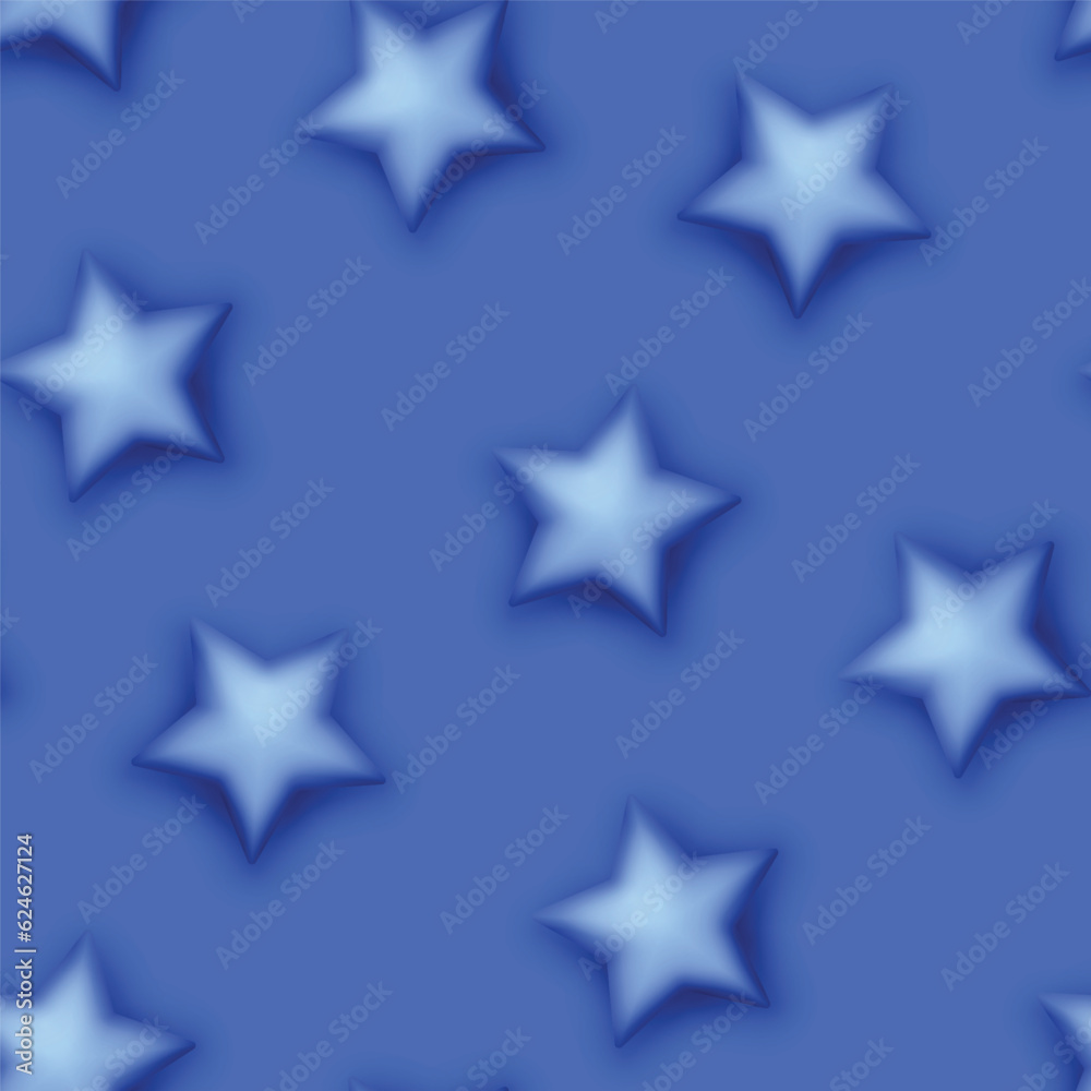 Seamless Colorful Aesthetic Pattern with Cute Stars. Romantic Simple Design Element. Monochromatic Blue Texture. Design for Prints, Fabrics, Wallpapers etc. Vector 3d Illustration Seamless Colorful Aesthetic Pattern with Cute Stars. Romantic Simple Design Element. Monochromatic Blue Texture. Design for Prints, Fabrics, Wallpapers etc. Vector 3d Illustration