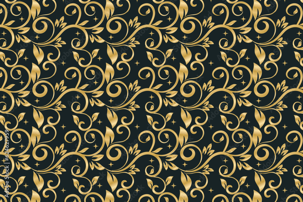Golden floral background design template Golden floral background design template