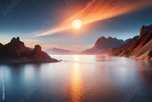 Stunning landscape in other planet with two suns © Shahzad