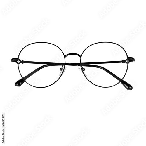 optical glasses in black frame isolated