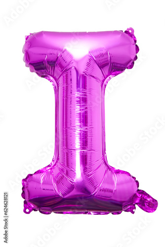 I baloon alphabet pink fanta chrome foil 3D with white background