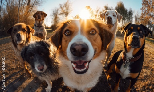 Capture the unique personalities of dogs in delightful selfie moments. Creating using generative AI tools