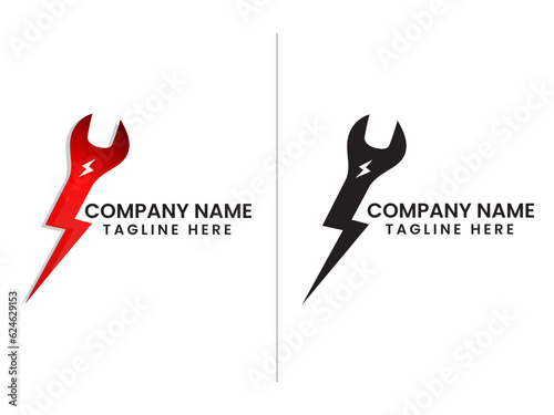 Repair energy logo design. Repair shop. Power. Service center logo design. Business. Repair icon. Premium vector art. Creative