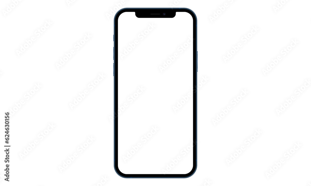 Blue mobile phone with empty screen. Vector graphic.