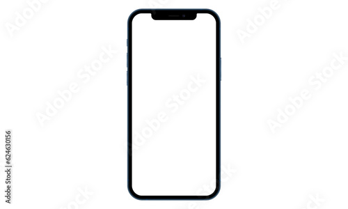 Blue mobile phone with empty screen. Vector graphic.