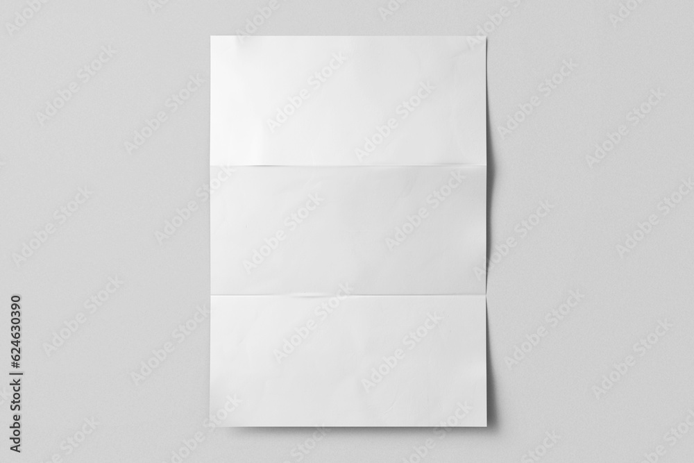 © Regi Munandar - blank a4 three fold realistic texture paper urban street modern minimal vertical poster flyer mockup template isolated in white background