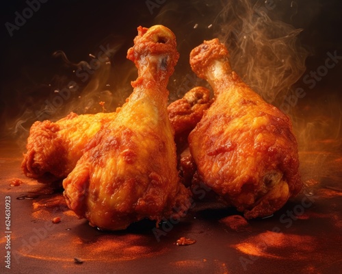 Delicious fried chicken grill close-up studio photography. Food recipe, menu design concept. Generative AI