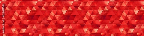 Red motif tiles texture wall background banner panorama - Vintage retro geometric abstract cement tile with triangular triangles structure, seamless pattern (Generative Ai)