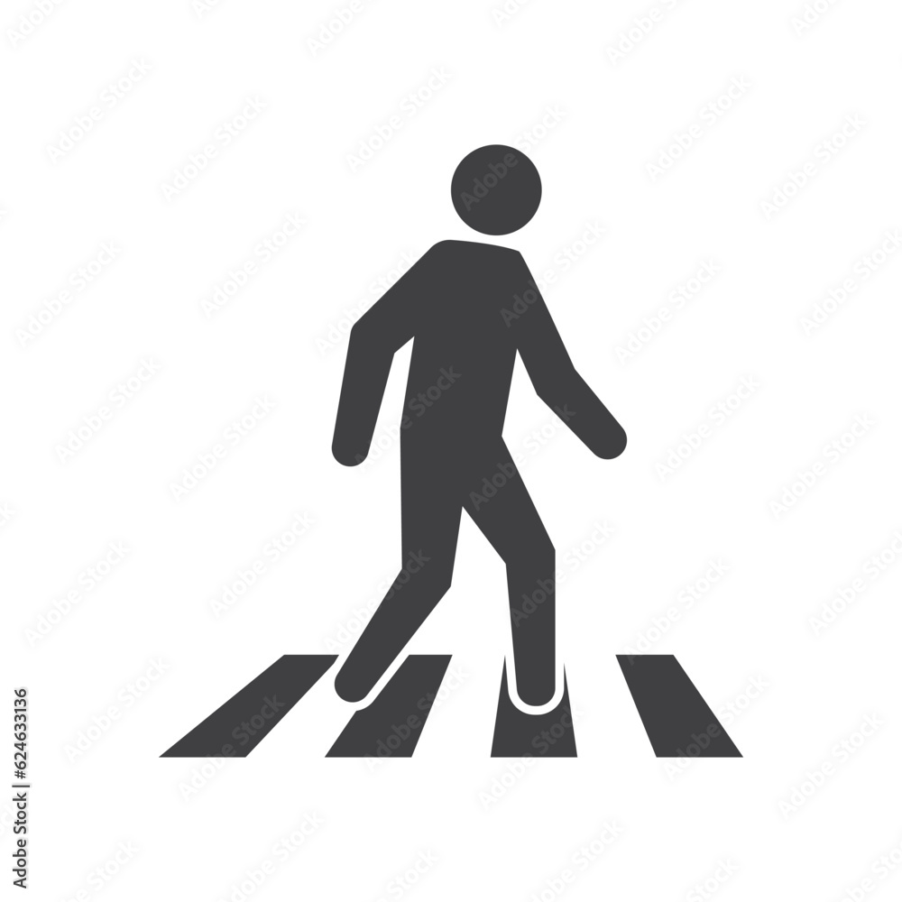 Cross walk icon symbol isolated flat design vector illustration.