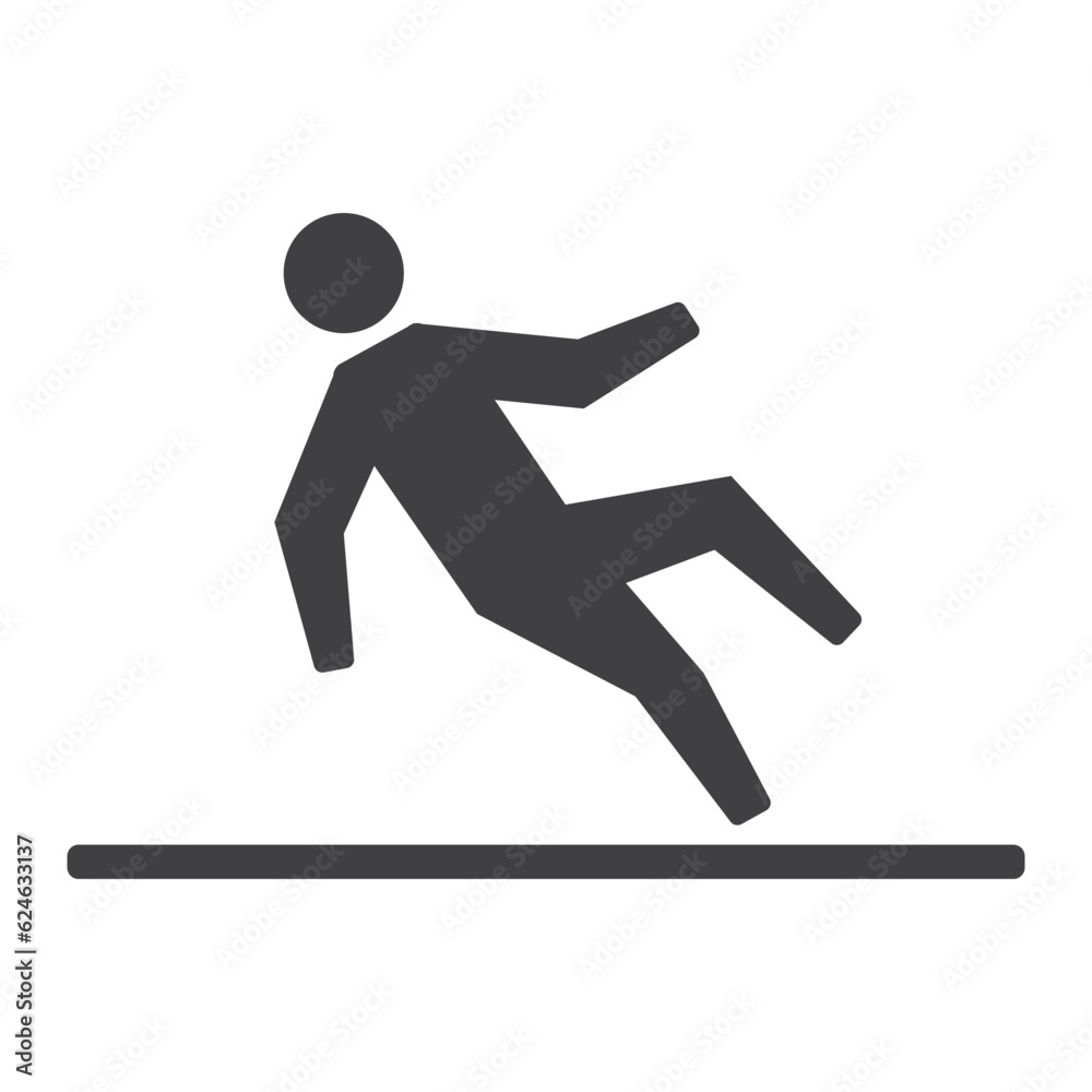Slippery floor road or fall falling danger accident icon vector illustration. Slippery floor road or fall falling danger accident icon vector illustration.
