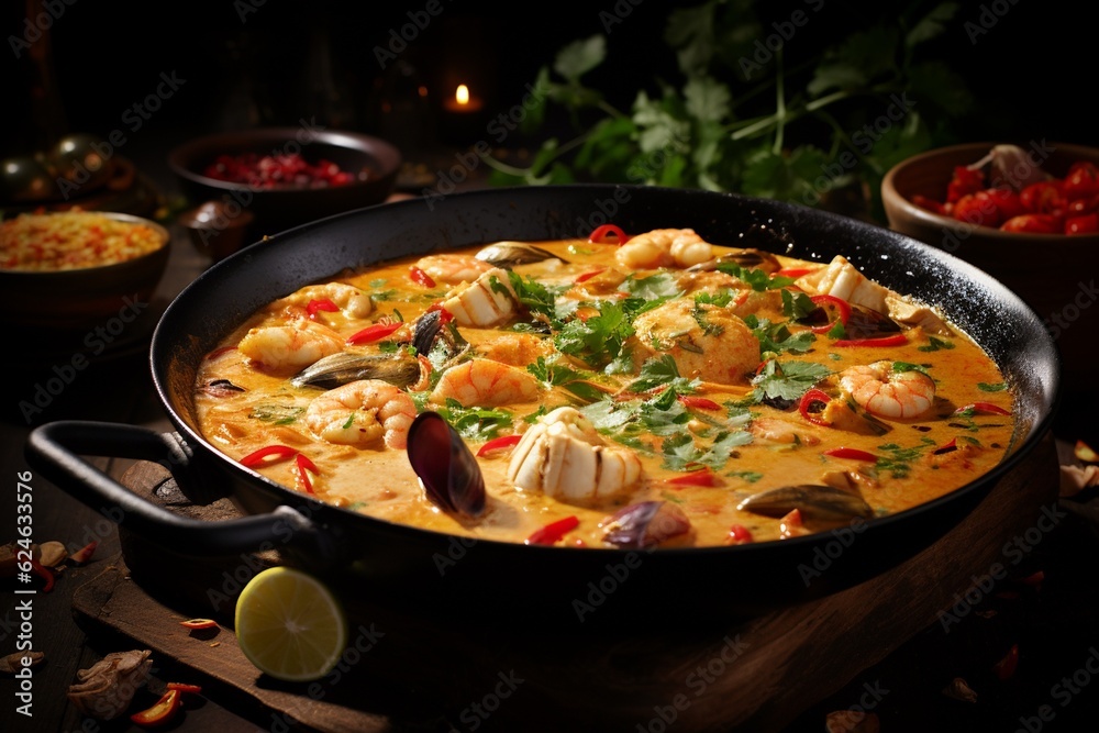 Moqueca Delight, A Captivating Image of Traditional Brazilian Fish Stew Created with Generative AI Moqueca Delight, A Captivating Image of Traditional Brazilian Fish Stew Created with Generative AI