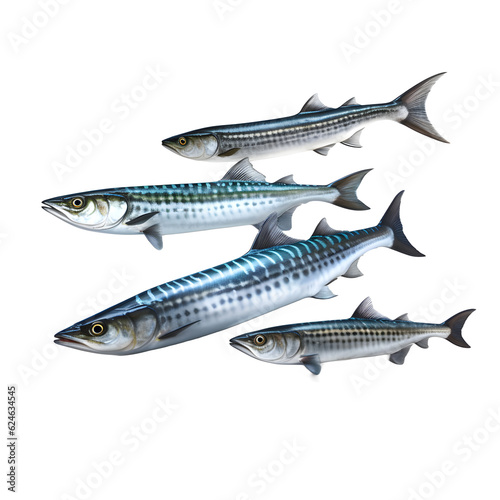 Set of fish on white png background