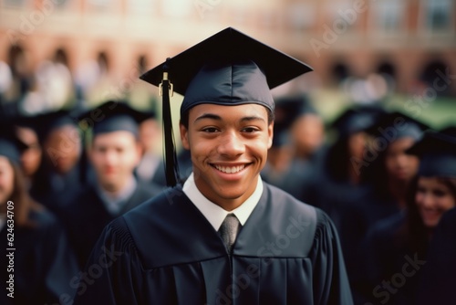 Generative AI, college university after graduating from high school, group of students in graduation cap