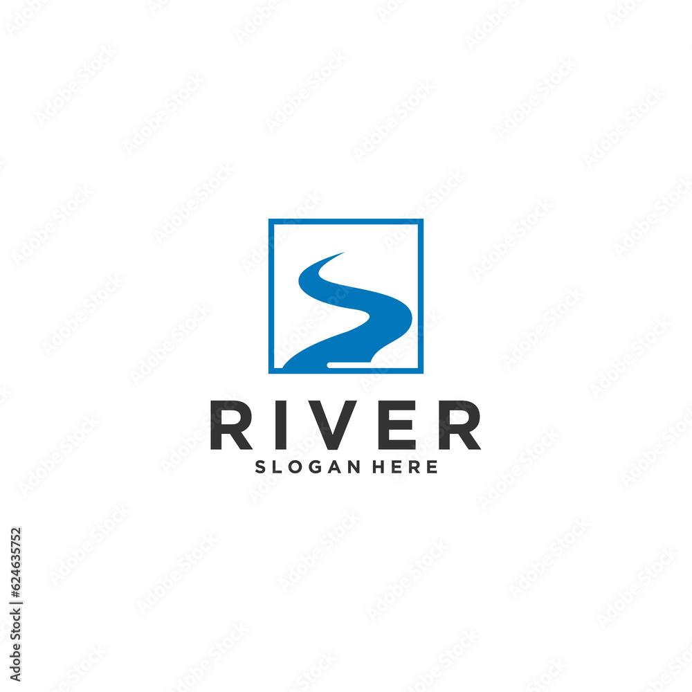 river logo template in white background