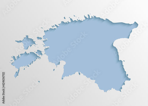 Vector map Estonia, abstract inner shadow