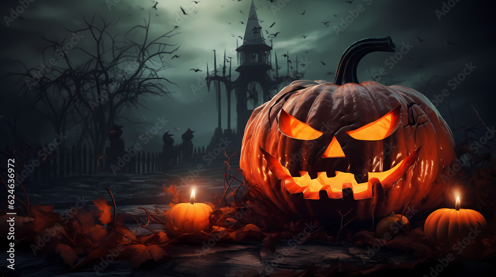 Fototapeta premium amazing wallpaper for halloween - pumpkin - AI generated.