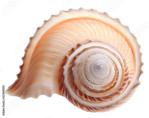 Isolated bright spiral seashell conch for use as decoration element photo