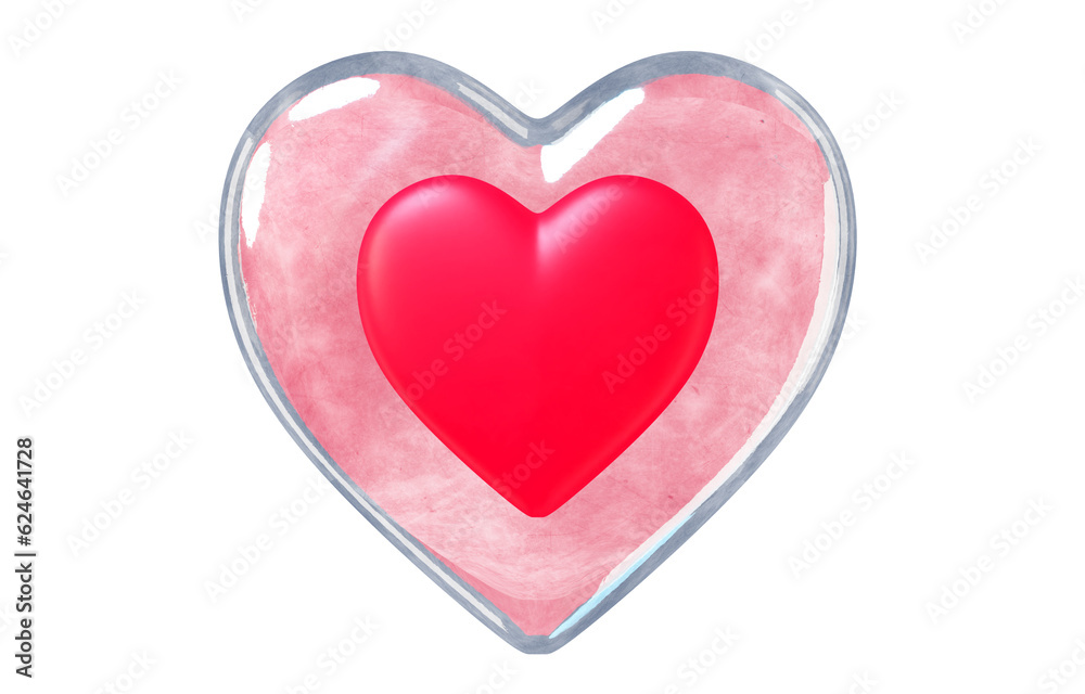 Red heart, Check Up concept, top view on white, 3d render Red heart, Check Up concept, top view on white, 3d render